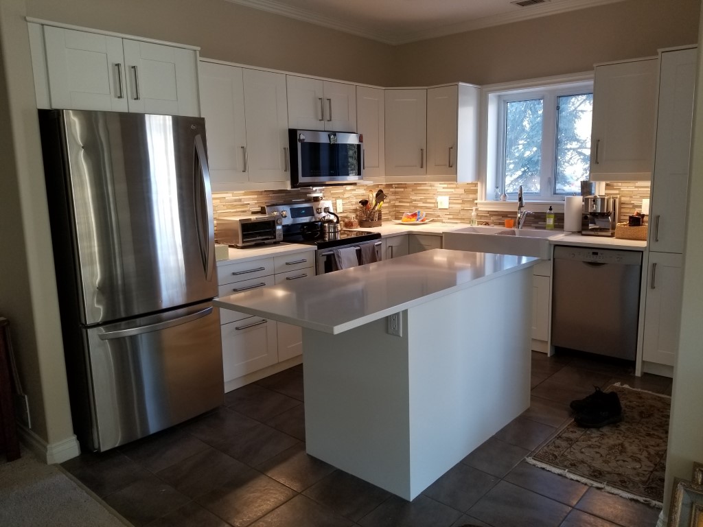 Kitchen remodel with white cabinets